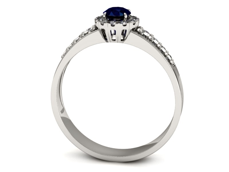 Pierścionek z szafirem i brylantami białe złoto - p16172bsz — zdjęcie 3