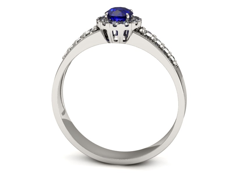 Pierścionek z szafirem i brylantami białe złoto - p16172bszc — zdjęcie 3