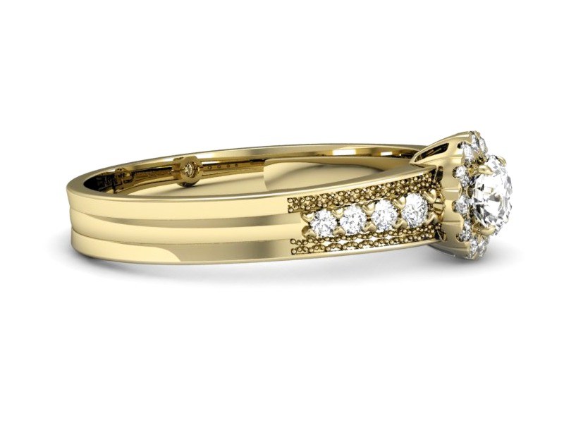 Złoty pierścionek z brylantami żółte złoto - p16172z — zdjęcie 2