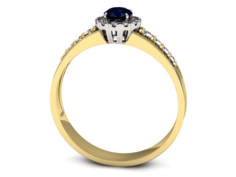 Złoty pierścionek szafir i brylanty żółte złoto - p16172zbsz — zdjęcie 3