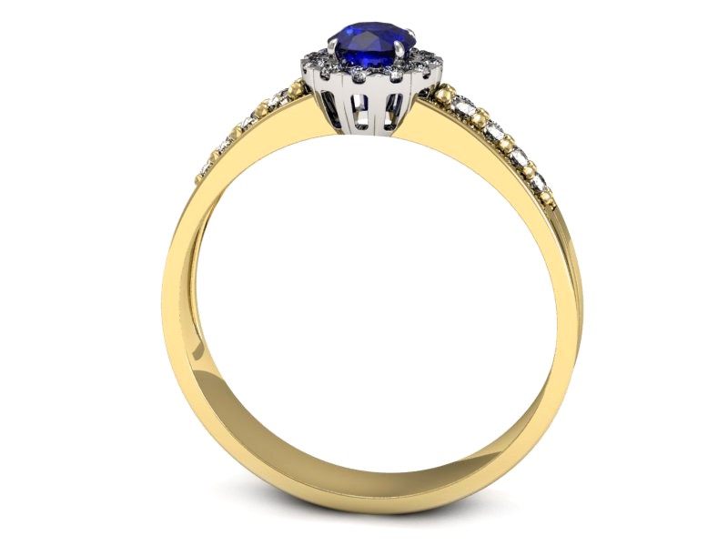 Złoty pierścionek szafir i brylanty złoto - p16172zbszc — zdjęcie 3