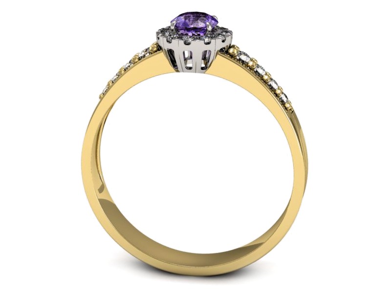 Złoty pierścionek z tanzanitem i brylantami - p16172zbt — zdjęcie 3