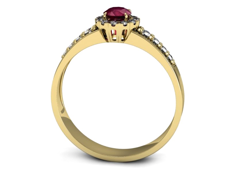 Złoty pierścionek z rubinem i brylantami - p16172zr — zdjęcie 3