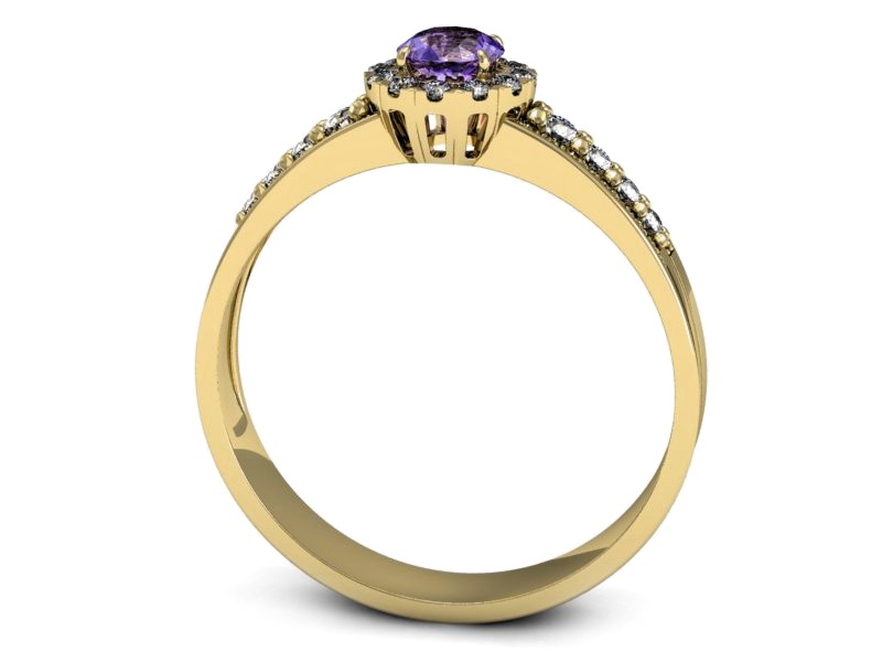 Pierścionek z tanzanitem i brylantami żółte złoto - p16172zt — zdjęcie 3