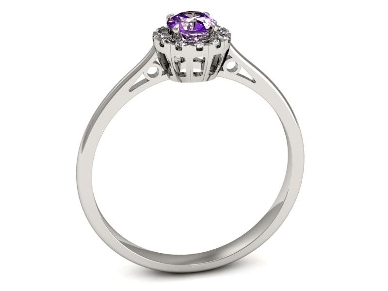 Pierścionek z ametystem i brylantami białe złoto - p16173bat — zdjęcie 3