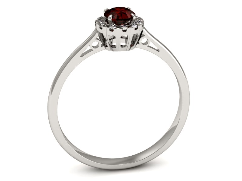 Pierścionek z granatem i brylantami białe złoto - p16173bgr — zdjęcie 3