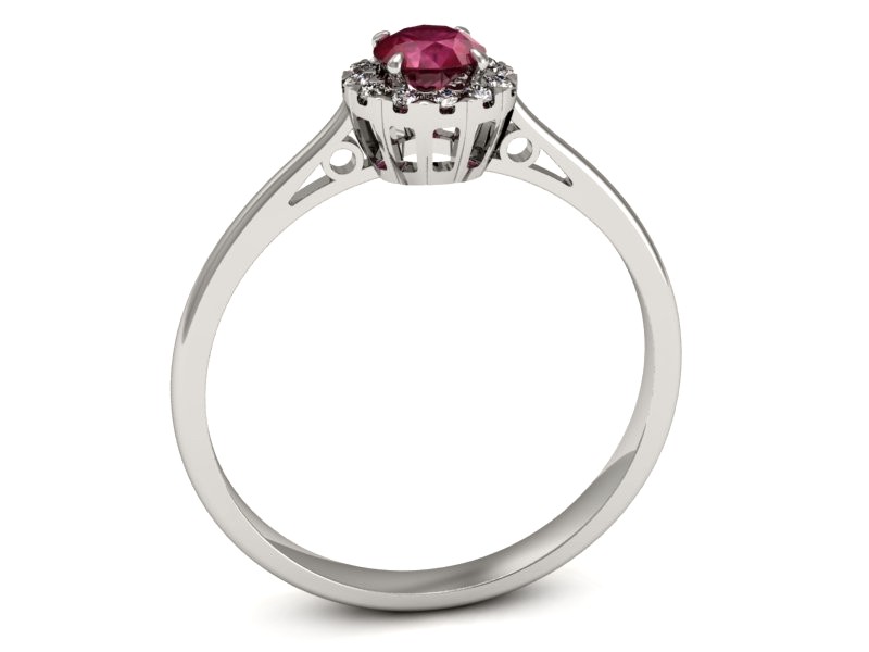 Pierścionek z rubinem i brylantami białe złoto - p16173br — zdjęcie 3