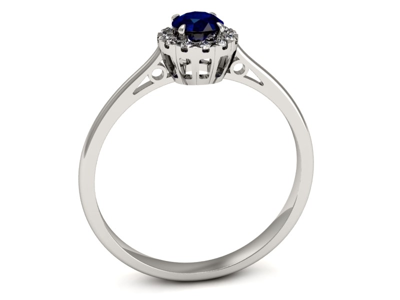 Pierścionek z szafirem i brylantami białe złoto - p16173bsz — zdjęcie 3