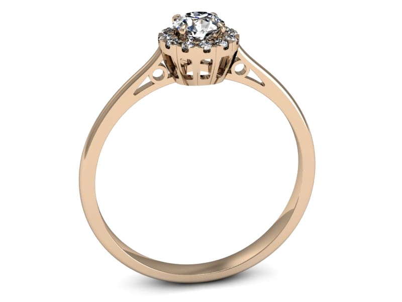 Złoty pierścionek z brylantami różowe złoto - p16173c — zdjęcie 3