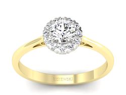 Pierścionek z diamentami żółte i białe złoto - p16173zb