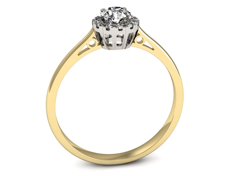 Pierścionek z diamentami żółte i białe złoto - p16173zb — zdjęcie 3