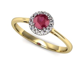 Złoty Pierścionek rubin i diamenty złoto 585 - p16173zbr - 1