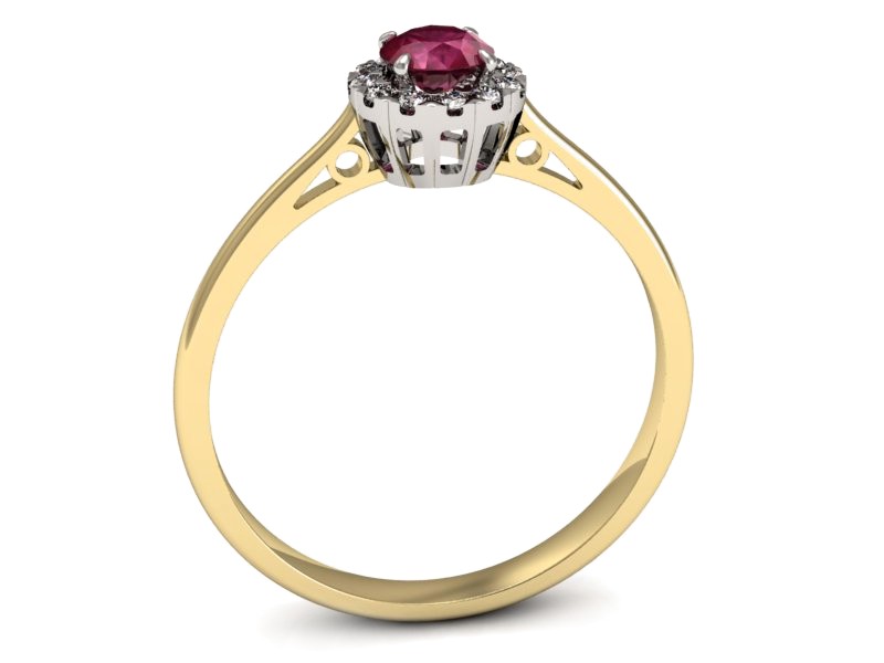 Złoty pierścionek rubin i diamenty złoto - p16173zbr — zdjęcie 3