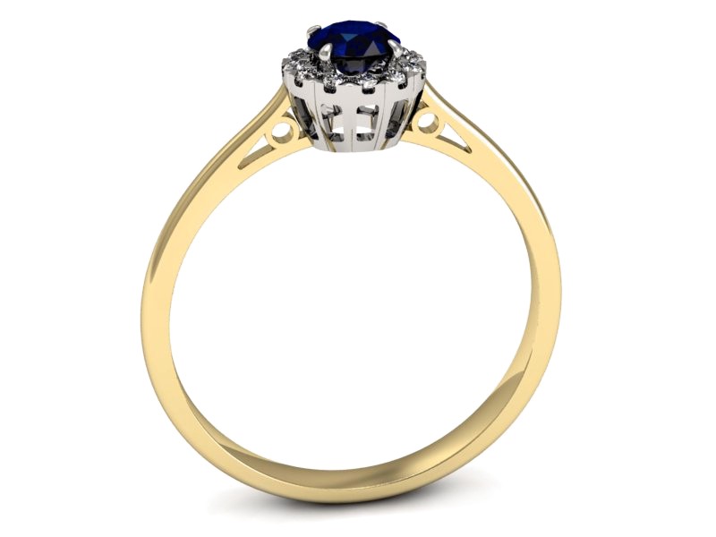 Złoty pierścionek z szafirem i brylantami - p16173zbsz — zdjęcie 3