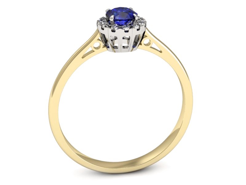 Pierścionek z szafirem i diamentami - p16173zbszc — zdjęcie 3
