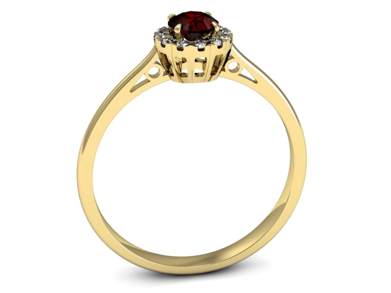 Złoty pierścionek z granatem żółte złoto - p16173zgr — zdjęcie 3