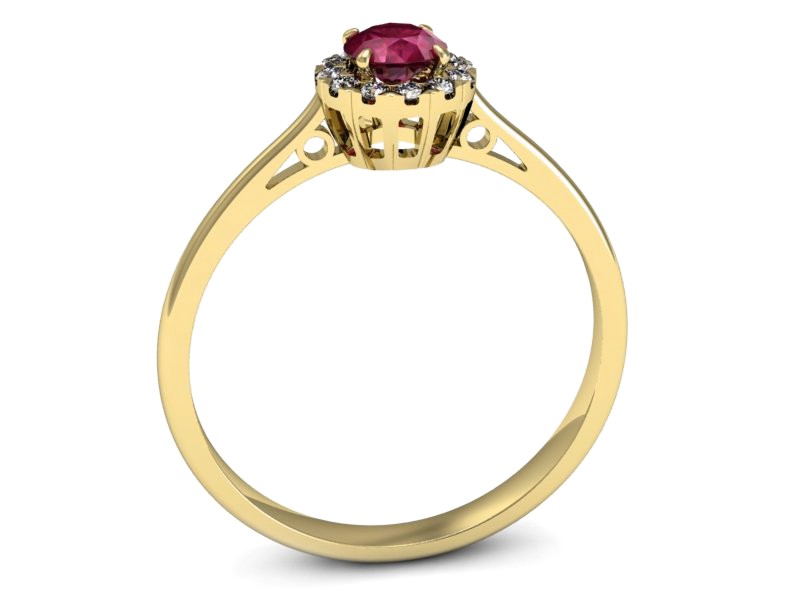 Pierścionek z rubinem i brylantami żółte złoto - p16173zr — zdjęcie 3