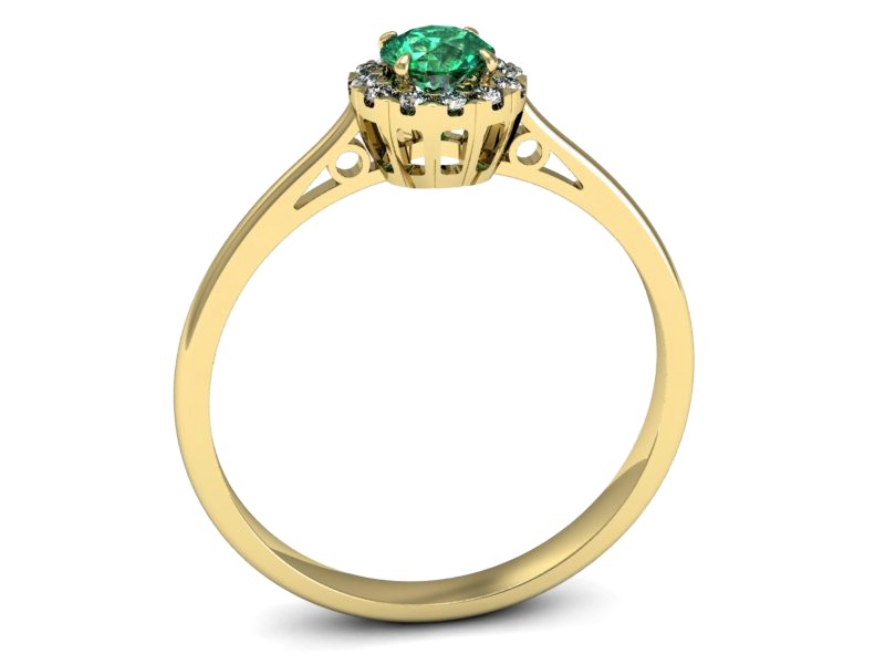 Złoty pierścionek ze szmaragdem i diamentami - p16173zsm — zdjęcie 3