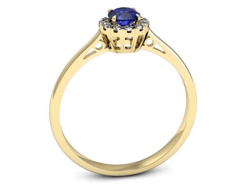Złoty pierścionek z szafirem i diamentami - p16173zszc — zdjęcie 3