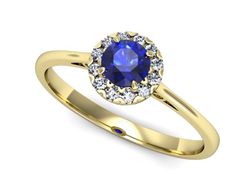 Złoty pierścionek z szafirem i diamentami - p16173zszc