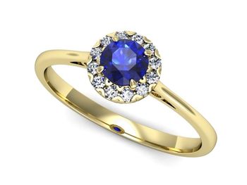 Złoty pierścionek z szafirem i diamentami - p16173zszc - 1