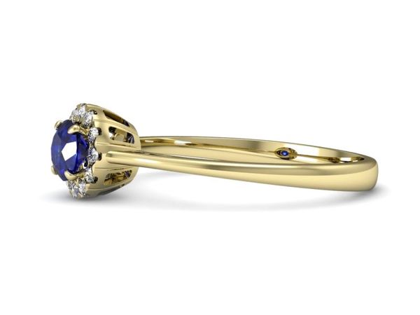 Złoty pierścionek z szafirem i diamentami - p16173zszc