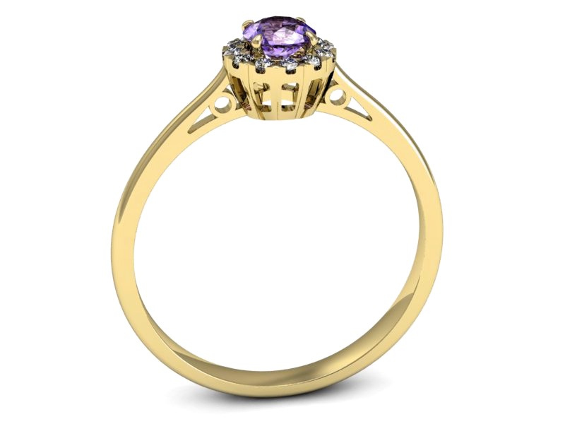 Pierścionek z tanzanitem i brylantami żółte złoto - p16173zt — zdjęcie 3