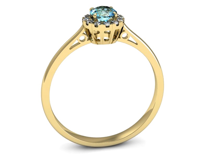 Pierścionek z topazem i brylantami żółte złoto - p16173ztp — zdjęcie 3
