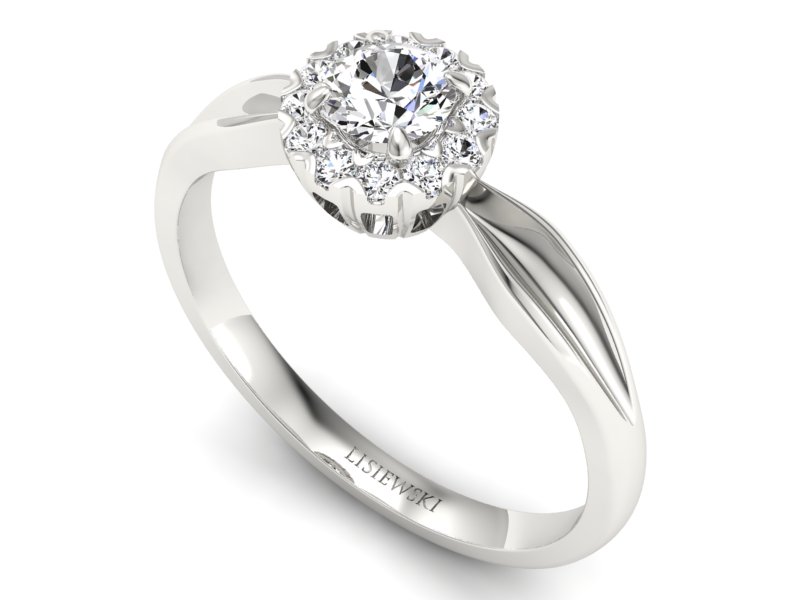 Złoty pierścionek z brylantami białe złoto - p16174b — zdjęcie 3