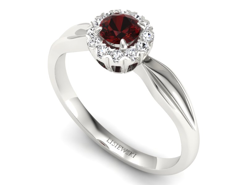 Pierścionek zaręczynowy z granatem i brylantami - p16174bgr — zdjęcie 3