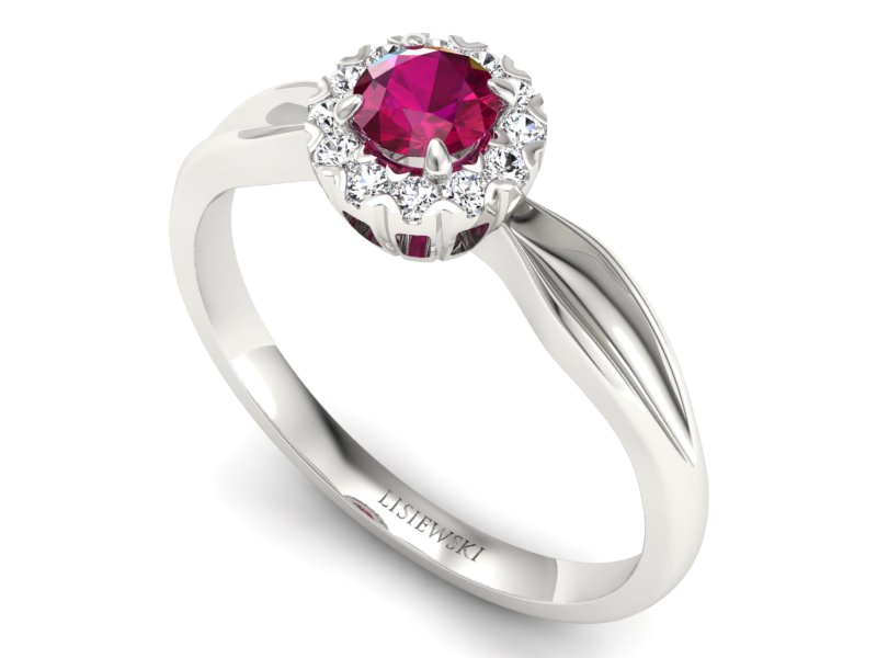 Złoty pierścionek z rubinem i brylantem - p16174br — zdjęcie 3