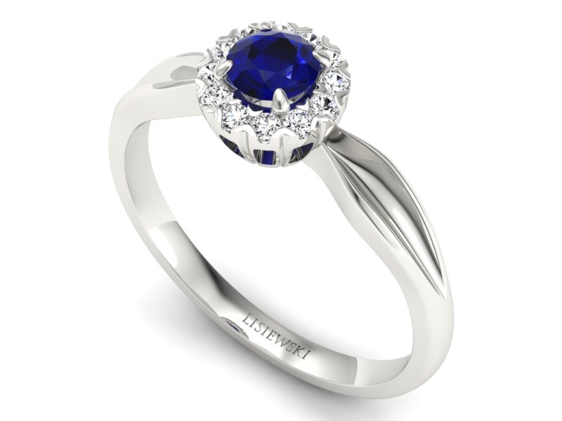 Złoty pierścionek ze spinelem i brylantami - p16174bsp — zdjęcie 3