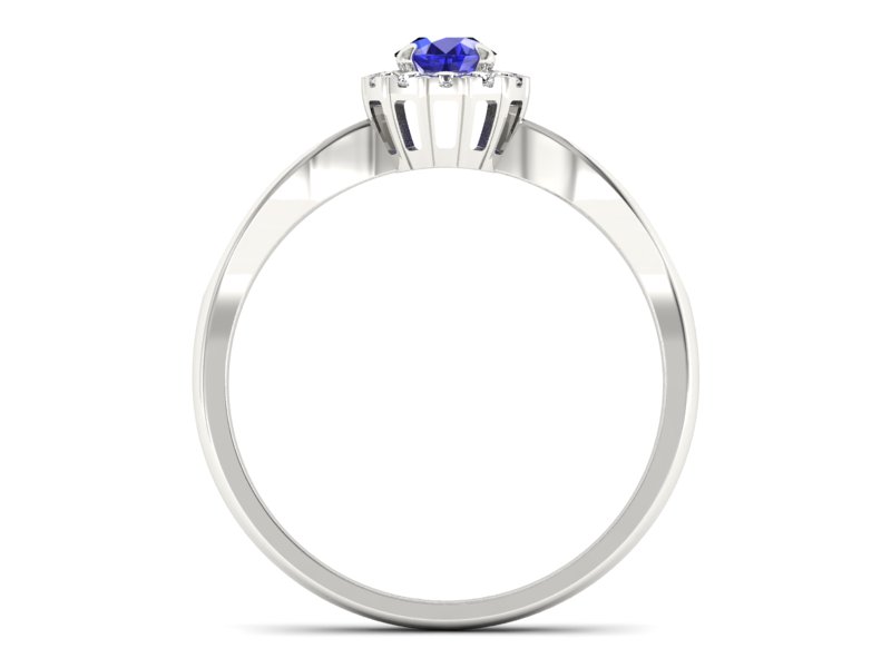 Złoty pierścionek z szafirem i brylantami - p16174bszc — zdjęcie 2