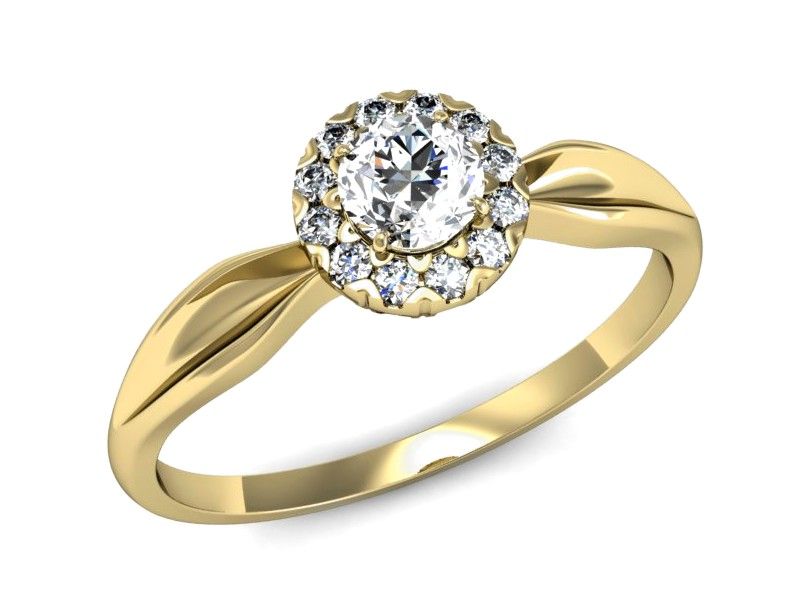 Pierścionek zaręczynowy z brylantami żółte złoto próba 585 - p16174z