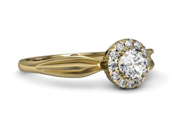 Pierścionek zaręczynowy z brylantami żółte złoto - p16174z