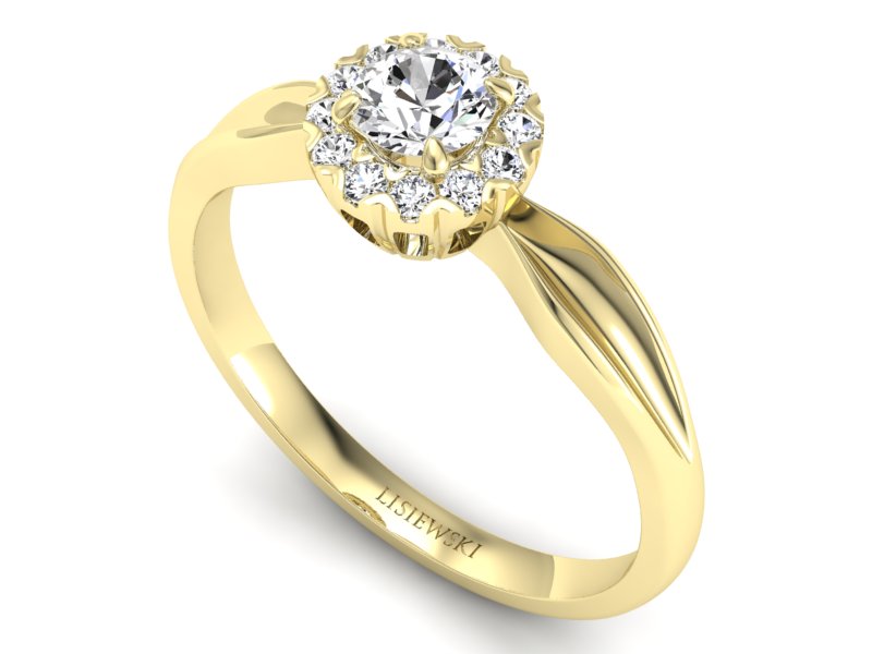 Pierścionek zaręczynowy z brylantami żółte złoto - p16174z — zdjęcie 3