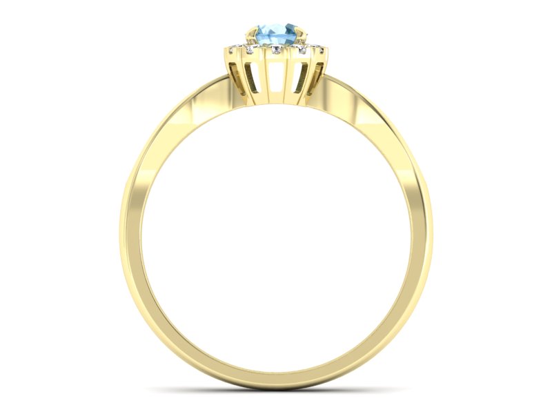 Złoty pierścionek z topazem i brylantami - p16174za — zdjęcie 2