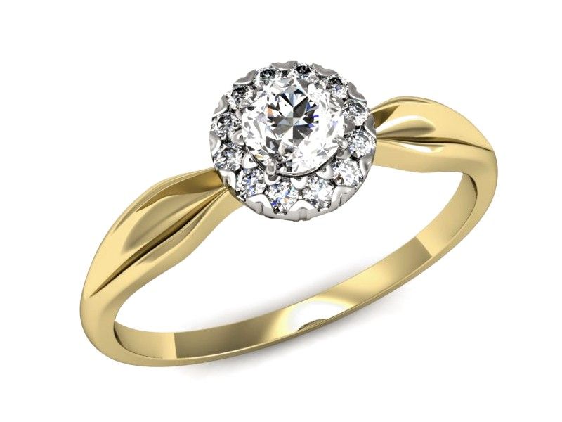 Pierścionek zaręczynowy z brylantami żółte białe złoto 585 - p16174zb