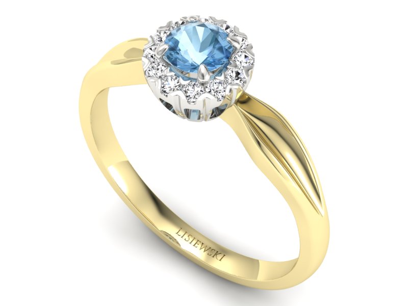 Złoty pierścionek topaz i brylanty złoto - p16174zba — zdjęcie 3