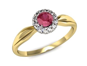 Złoty Pierścionek rubin i diamenty złoto 585 - p16174zbr - 1