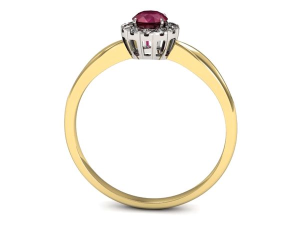 Złoty Pierścionek rubin i diamenty złoto 585 - p16174zbr