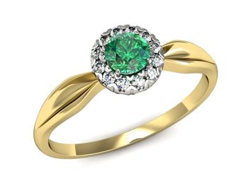 Złoty pierścionek ze szmaragdem i brylantami - p16174zbsm - 1