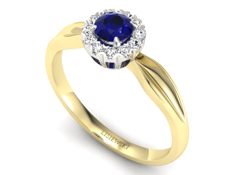 Złoty pierścionek ze spinelem i brylantami - p16174zbsp — zdjęcie 3