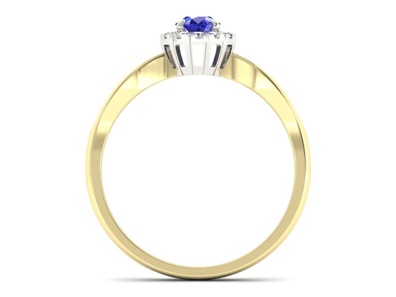 Pierścionek z szafirem i brylantami - p16174zbszc — zdjęcie 2