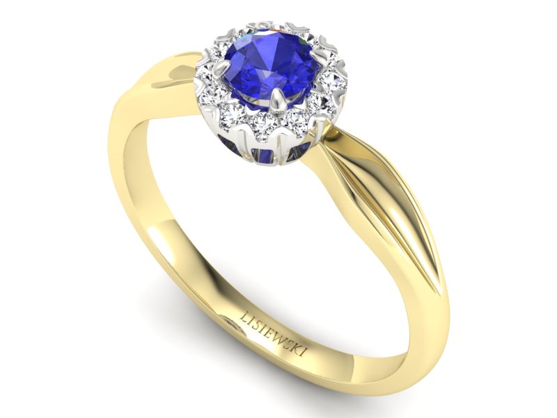 Pierścionek z szafirem i brylantami - p16174zbszc — zdjęcie 3