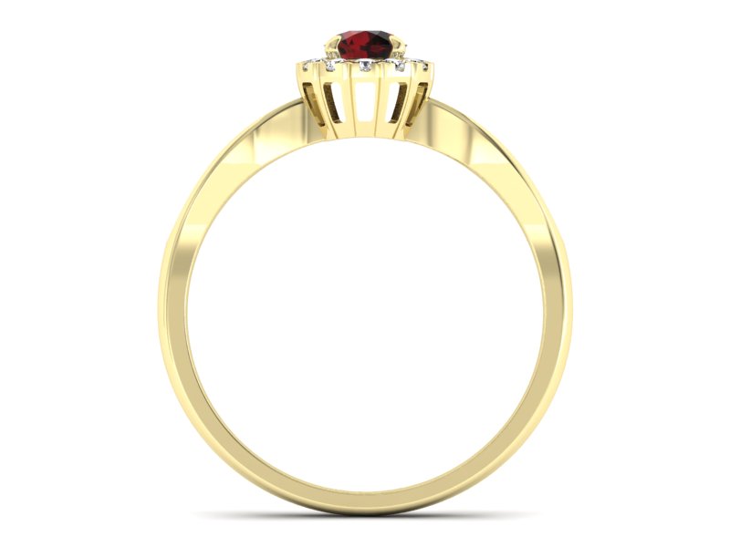 Pierścionek zaręczynowy z granatem i brylantami - p16174zgr — zdjęcie 2