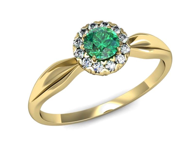 Złoty pierścionek ze szmaragdem i brylantami - p16174zsm - 1
