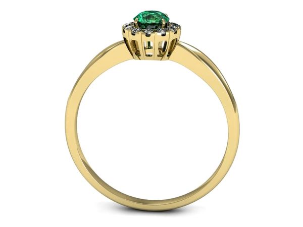 Złoty pierścionek ze szmaragdem i brylantami - p16174zsm
