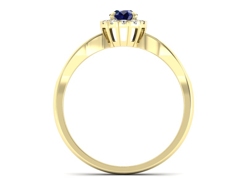 Złoty pierścionek z szafirem i diamentami - p16174zsz — zdjęcie 2