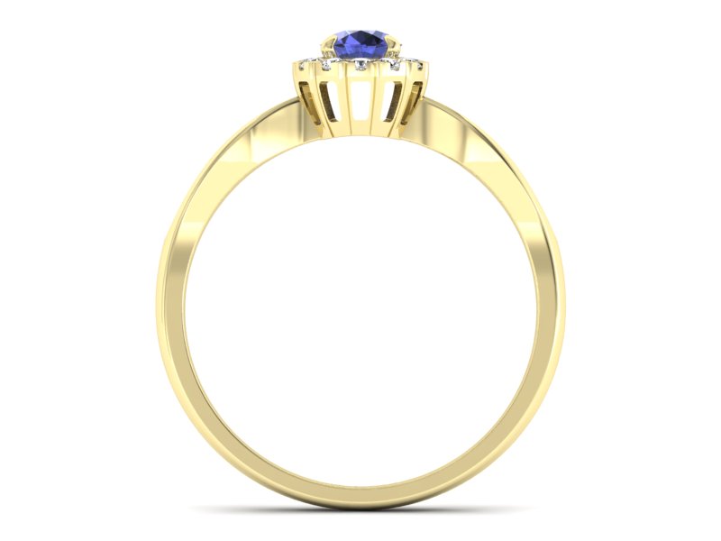 Pierścionek z tanzanitem i brylantami żółte złoto - p16174zt — zdjęcie 2